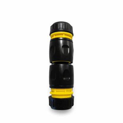 Hose Repair Set 1/2 Inch Quick Connectors - 2 End Hose Fittings Plus Double Male Joiner - Hozelock Gardena Compatible - Yellow