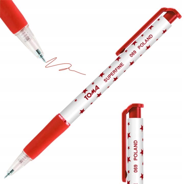 Ballpoint Pens, Retractable Smudge Free Pens, Extra Fine Point 0.5 mm, Ideal for School, Office, Everyday Use (Red, 3 Pens)