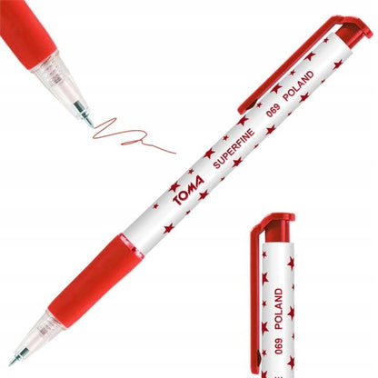 Ballpoint Pens, Retractable Smudge Free Pens, Extra Fine Point 0.5 mm, Ideal for School, Office, Everyday Use (Red, 3 Pens)