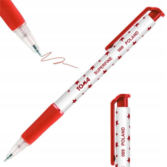 Ballpoint Pens, Retractable Smudge Free Pens, Extra Fine Point 0.5 mm, Ideal for School, Office, Everyday Use (Red, 3 Pens)