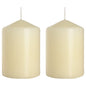 Pillar Candles, Pack of 2, Unscented, Long Burning Time, 15 x 7 cm / 6 x 2.75 in (Ivory, Matt)