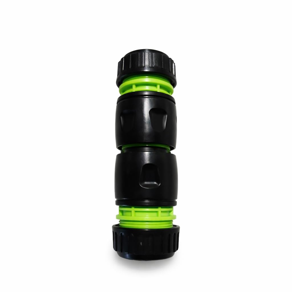 Hose Repair Set 1/2 Inch Quick Connectors - 2 End Hose Fittings Plus Double Male Joiner - Hozelock Gardena Compatible - Green