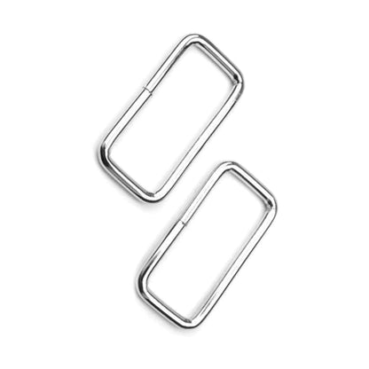 10 x 55 mm Rectangle Loops Buckles for Webbing Strap, Metal, Silver