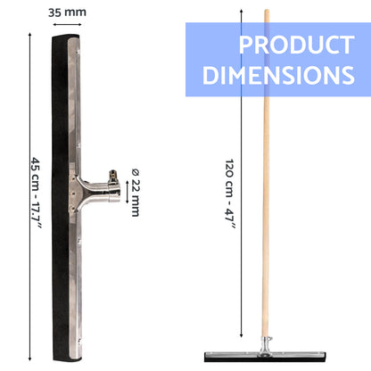 18 Inch Floor Squeegee Wet Floor Wiper Rubber Squeegee with 120cm Handle Indoor Outdoor Floor Cleaner