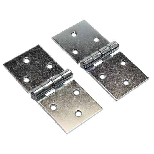 Pack of 2 x 100 mm Backflap Hinge Galvanised, Silver Steel Back Flap Hinges, Weather Resistant, Rust Corrosion Proof, Strap Hinges