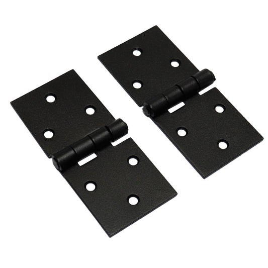 Pack of 2 x 100 Backflap Hinge Black, Steel Back Flap Hinges, Weather Resistant, Rust Proof Powder Coating, Strap Hinges