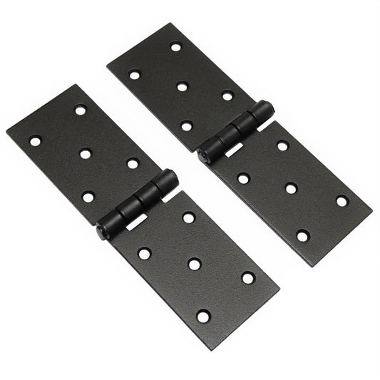 Pack of 2 x 150 Backflap Hinge Black, Steel Back Flap Hinges, Weather Resistant, Rust Proof Powder Coating, Strap Hinges