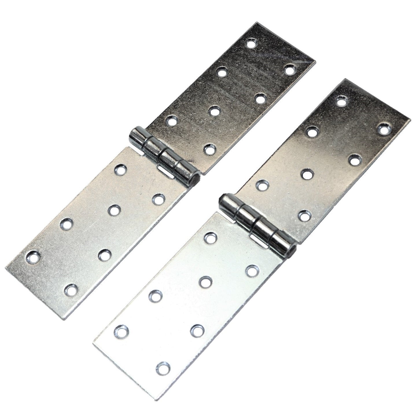 Pack of 2 x 200 mm Backflap Hinge Galvanised, Silver Steel Back Flap Hinges, Weather Resistant, Rust Corrosion Proof, Strap Hinges
