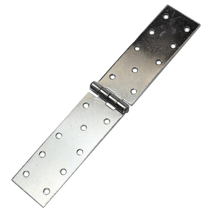 Pack of 1 x 250 mm Backflap Hinge Galvanised, Silver Steel Back Flap Hinges, Weather Resistant, Rust Corrosion Proof, Strap Hinges