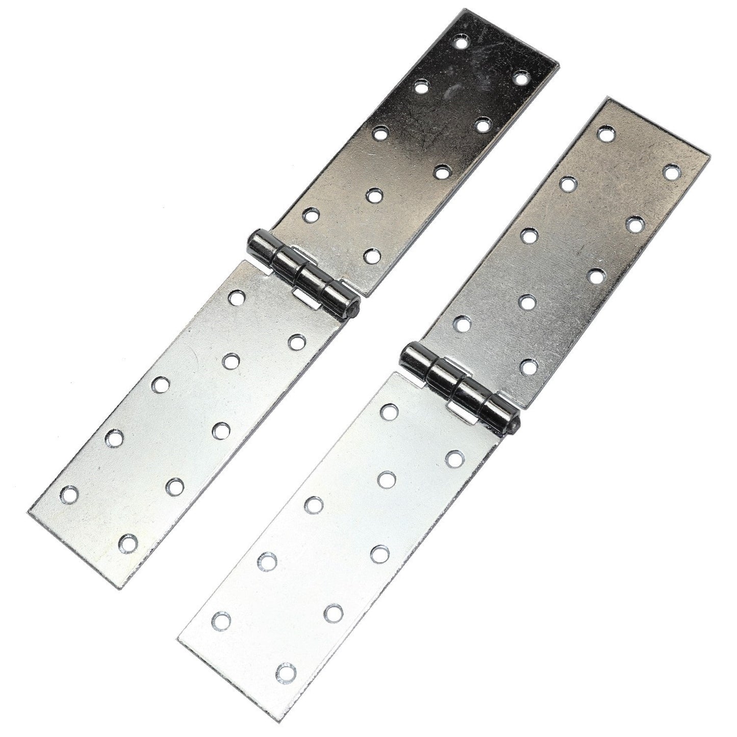 Pack of 2 x 250 mm Backflap Hinge Galvanised, Silver Steel Back Flap Hinges, Weather Resistant, Rust Corrosion Proof, Strap Hinges