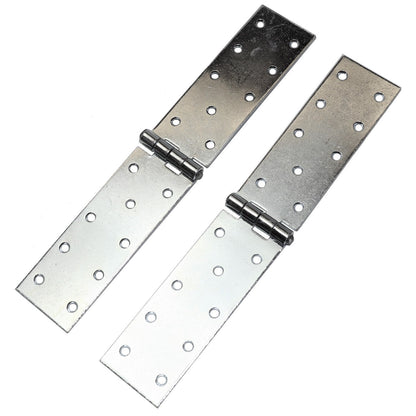 Pack of 2 x 250 mm Backflap Hinge Galvanised, Silver Steel Back Flap Hinges, Weather Resistant, Rust Corrosion Proof, Strap Hinges
