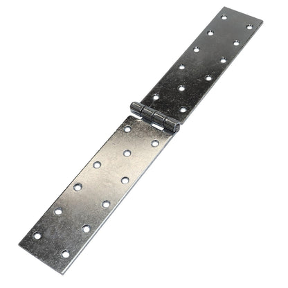 Pack of 1 x 300 mm Backflap Hinge Galvanised, Silver Steel Back Flap Hinges, Weather Resistant, Rust Corrosion Proof, Strap Hinges