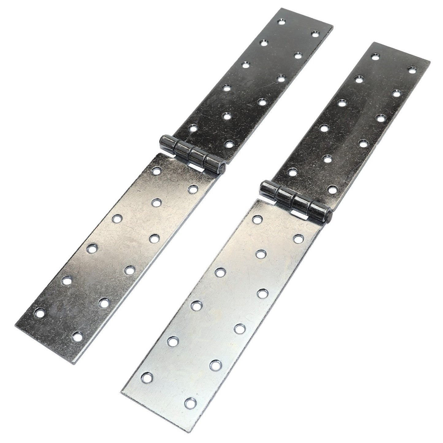 Pack of 2 x 300 mm Backflap Hinge Galvanised, Silver Steel Back Flap Hinges, Weather Resistant, Rust Corrosion Proof, Strap Hinges