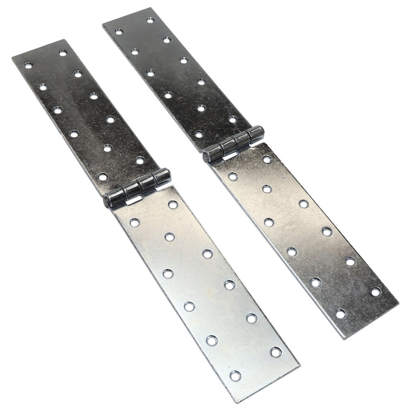 Pack of 2 x 300 mm Backflap Hinge Galvanised, Silver Steel Back Flap Hinges, Weather Resistant, Rust Corrosion Proof, Strap Hinges
