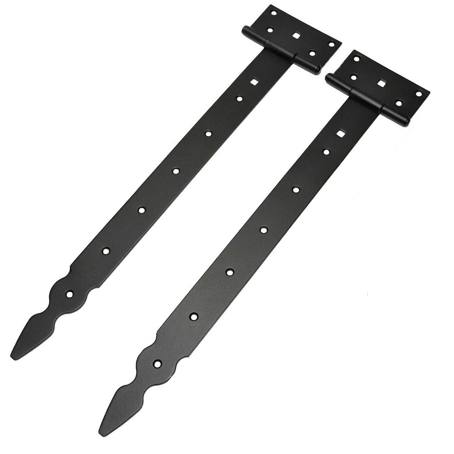 Pack of 2 x 400 mm T-Hinge Black, Steel Tee Hinges, Weather Resistant, Rust Proof Powder Coating, T Strap Hingess