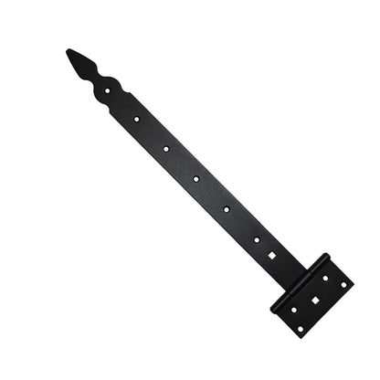 Pack of 1 x 400 mm T-Hinge Black, Steel Tee Hinges, Weather Resistant, Rust Proof Powder Coating, T Strap Hingess
