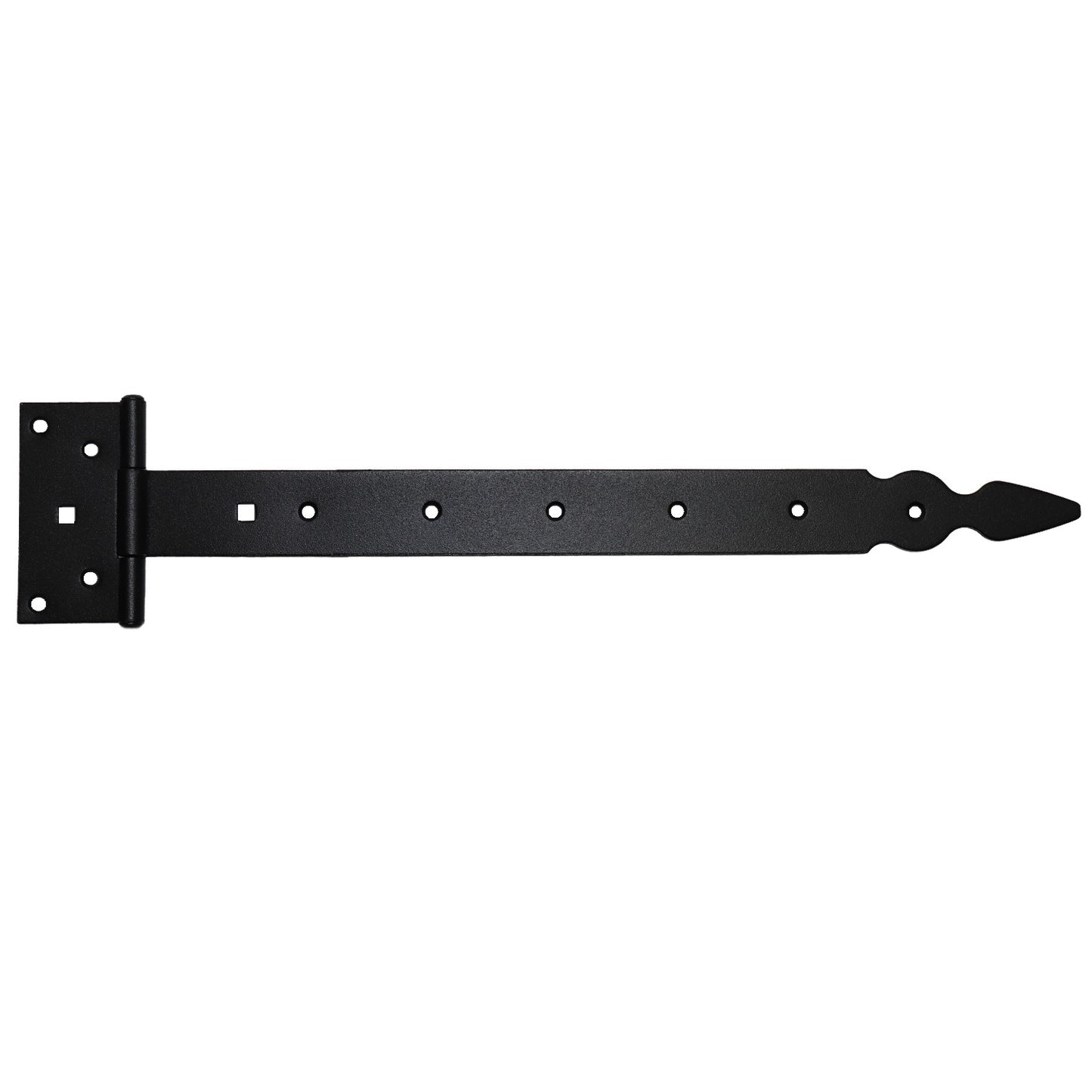 Pack of 1 x 400 mm T-Hinge Black, Steel Tee Hinges, Weather Resistant, Rust Proof Powder Coating, T Strap Hingess