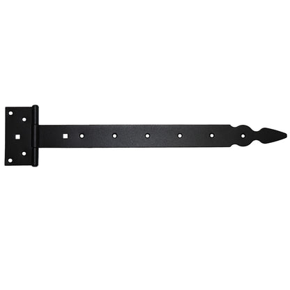Pack of 1 x 400 mm T-Hinge Black, Steel Tee Hinges, Weather Resistant, Rust Proof Powder Coating, T Strap Hingess