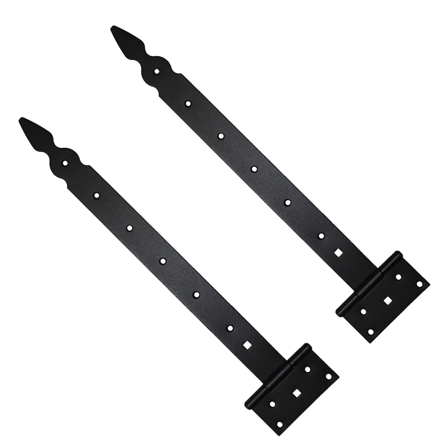 Pack of 2 x 400 mm T-Hinge Black, Steel Tee Hinges, Weather Resistant, Rust Proof Powder Coating, T Strap Hingess
