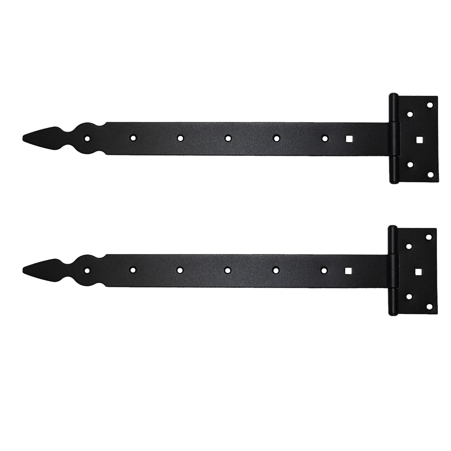 Pack of 2 x 400 mm T-Hinge Black, Steel Tee Hinges, Weather Resistant, Rust Proof Powder Coating, T Strap Hingess