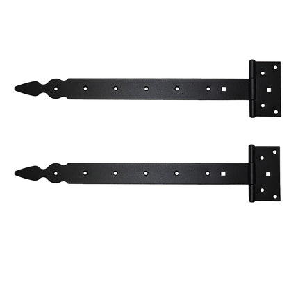 Pack of 2 x 400 mm T-Hinge Black, Steel Tee Hinges, Weather Resistant, Rust Proof Powder Coating, T Strap Hingess