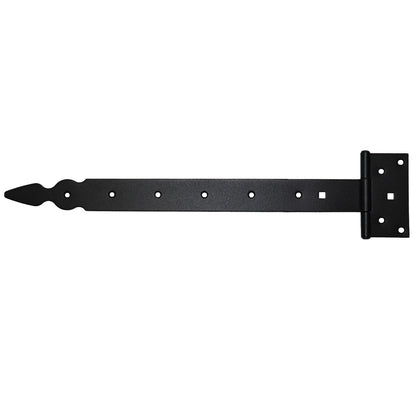 Pack of 1 x 400 mm T-Hinge Black, Steel Tee Hinges, Weather Resistant, Rust Proof Powder Coating, T Strap Hingess