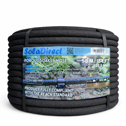 Soaker Hose, Porous Pipe, 50 m / 164 ft Long, REACH Compliant, Water Saving up to 70%