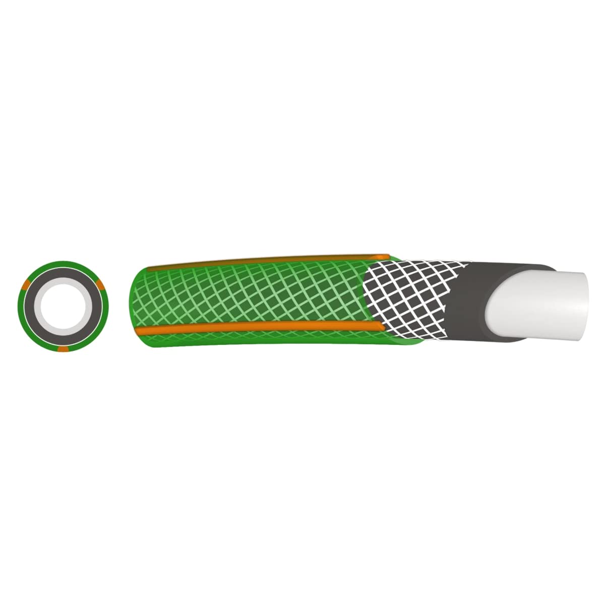 Garden Hose Pipe, Outdoor Tap to Reel Connection Set, 4 Layer Non-Toxic 1/2" Hose (Green, 1.5 m / 4.92 ft + 2 Quick Connectors)