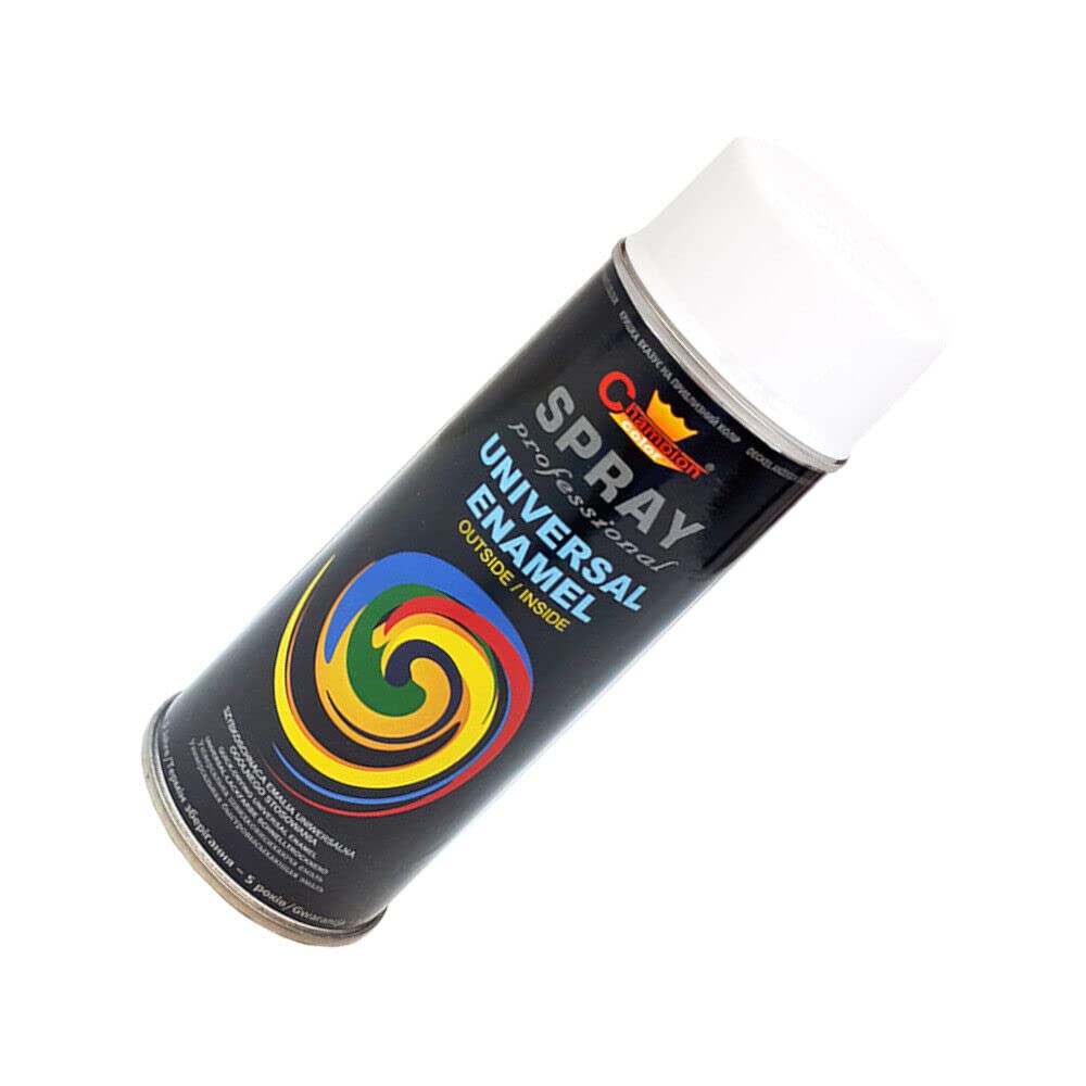 400 mL Pure White Matt (RAL 9010) Universal Gloss Enamel Spray Paint - Fast Drying High Shine Finish with Strong Coverage - for Metal, Wood, Plaster and Selected Plastics, Indoor and Outdoor Use