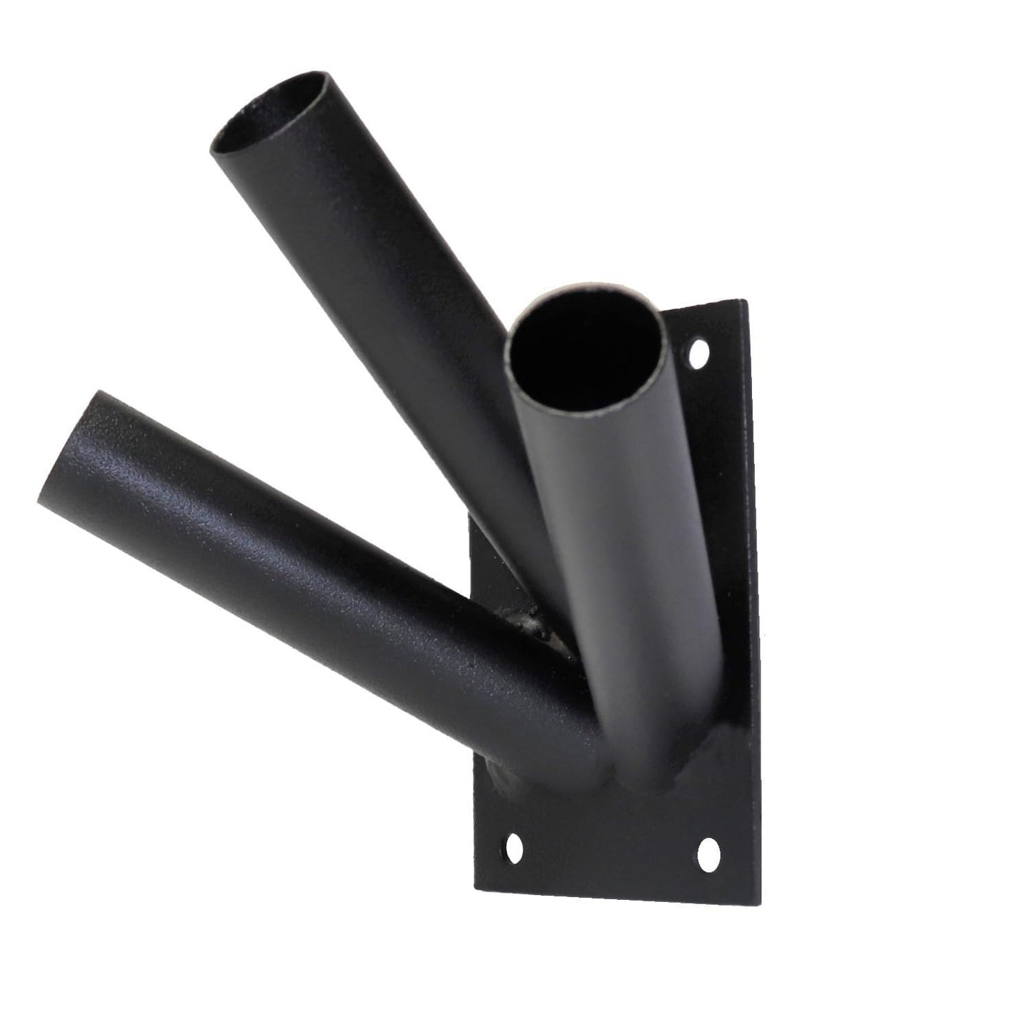 Triple Flag Pole Holder - Wall Mounted Flag Pole Bracket, Powder Coated (Black), Rust and Weather Resistant, Heavy Duty