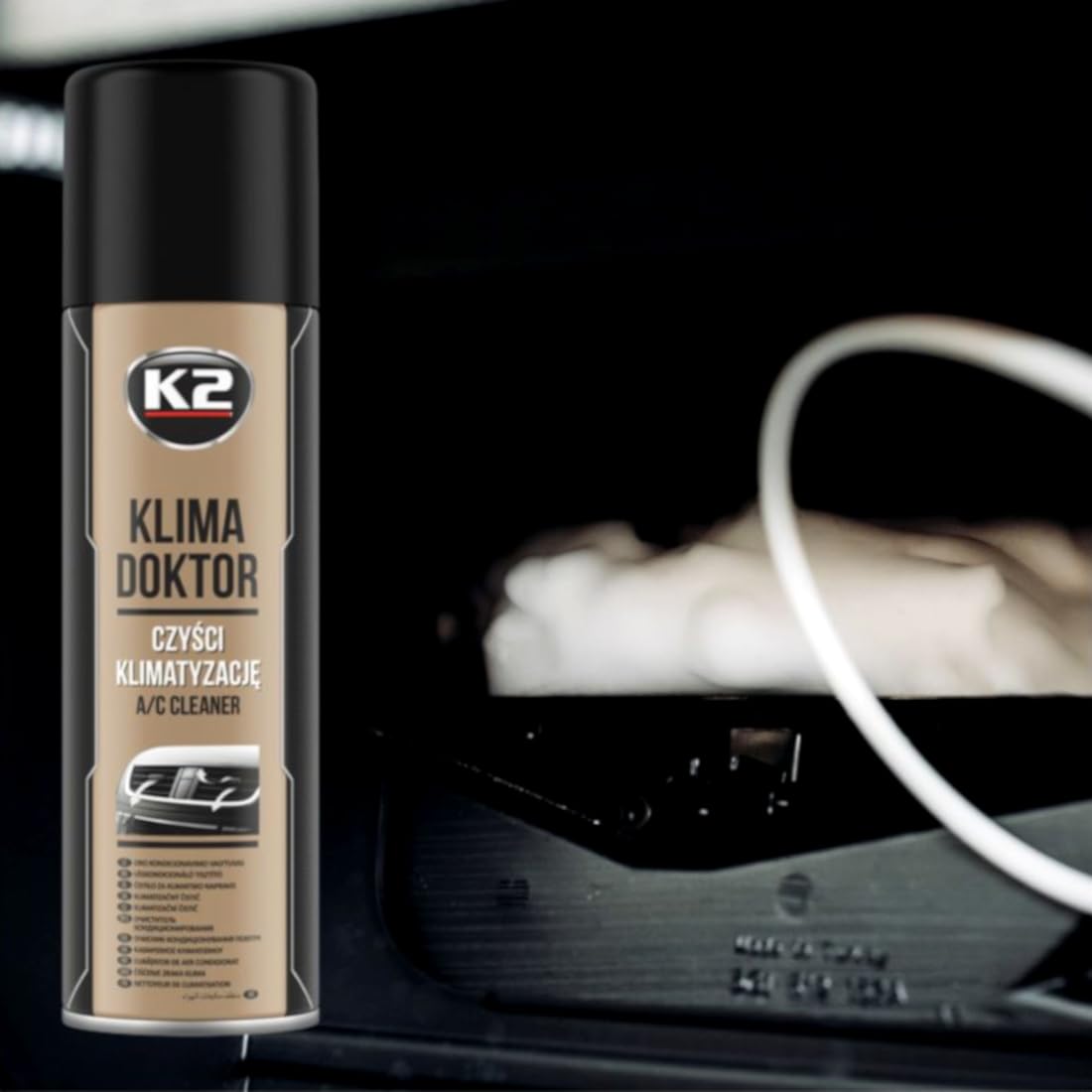 K2 Air Con Cleaner & Freshener Bundle - 500ml Foam & FRESH Lemon 150ml Bomb - Odour Eliminator for Car Air Conditioning