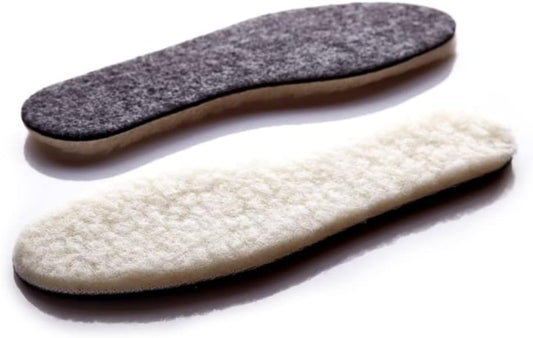 Wool Sheepskin Felt Thick & Fluffy Shoes Insoles Boots Inner Soles (Size UK 5)