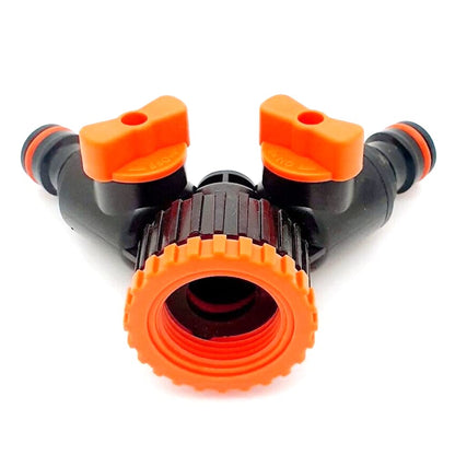 2 Way Garden Tap Connector, Garden Hose Tap Y Splitter Connector with Individual On/Off Valves