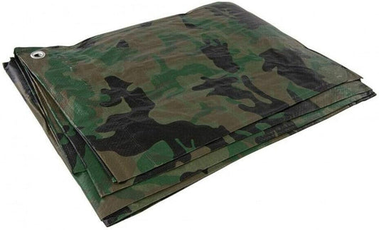 4 x 5 m Tarpaulin Cover - Camo 85GSM - Waterproof, Frost-Resistant, UV Protection, Multipurpose, Groundsheet
