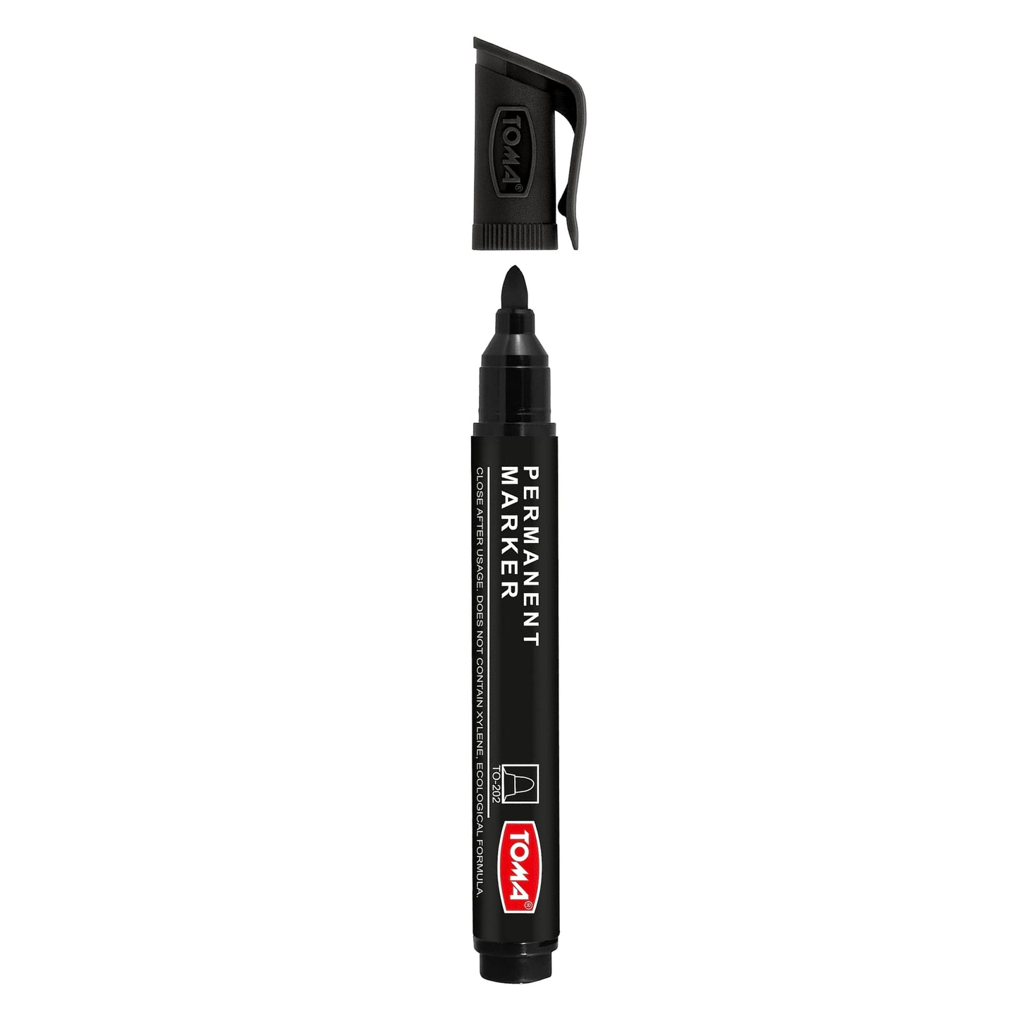 Black Permanent Marker Pen - Waterproof 2.0 mm Fibre Tip - Durable Writing Marker for Cardboard, Plastic, Metal, Glass, Wood