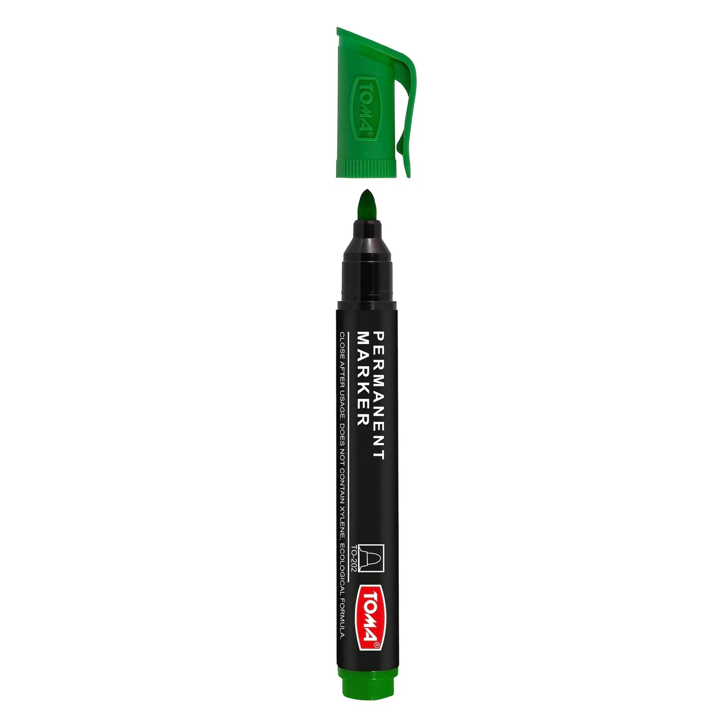 Green Permanent Marker Pen - Waterproof 2.0 mm Fibre Tip - Durable Writing Marker for Cardboard, Plastic, Metal, Glass, Wood