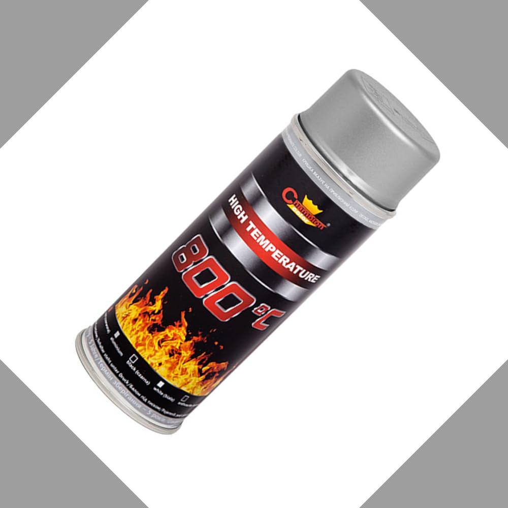 2 x 400 mL Silver RAL 9006 Heat-Resistant Enamel Paint Silicone-Based Up to 800 C - High Temperature Metal Coating