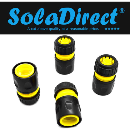 4 pack Hose End Quick Connect Fitting 1/2" Garden Hose Pipe Quick Connector (Yellow / Black)