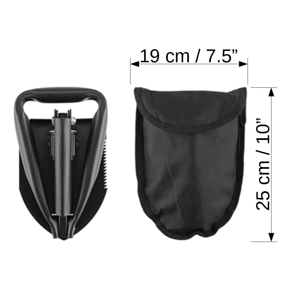 Folding Shovel Pick Spade Digging Multifunctional 3 in 1 Compact Lightweight Outdoor Camping Garden Tool with Carrier Pouch