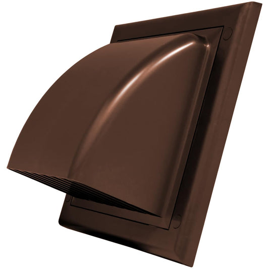 Brown Gravity Flap for 150 mm / 6" Round Wall Outlet - Ventilation Duct Cover with Non-Return Shutters and Rear Spigot