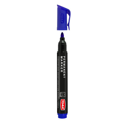 Blue Permanent Marker Pen - Waterproof 2.0 mm Fibre Tip - Durable Writing Marker for Cardboard, Plastic, Metal, Glass, Wood