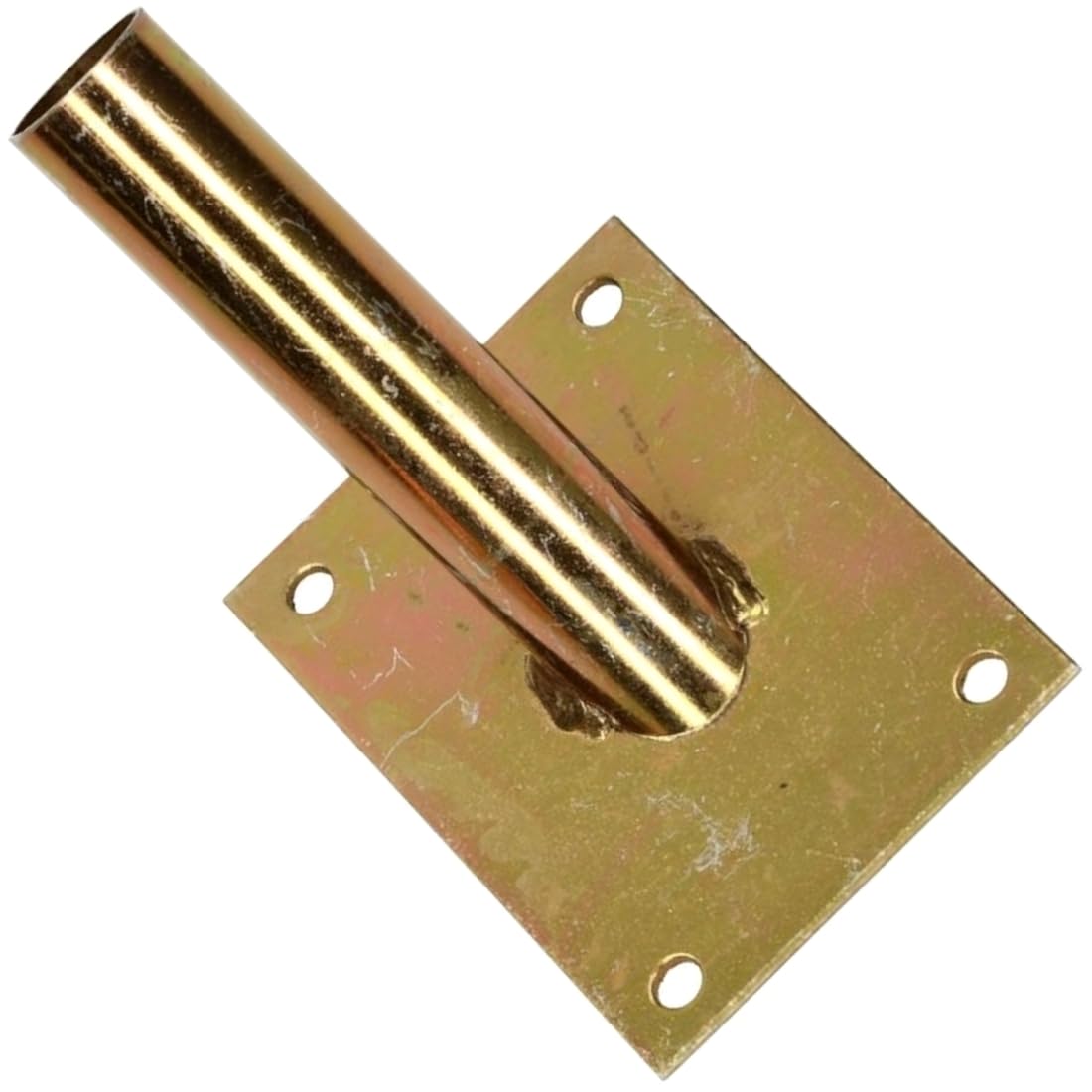 Single Flag Pole Holder - Wall Mounted Flag Pole Bracket, Galvanised (Gold), Rust and Weather Resistant, Heavy Duty