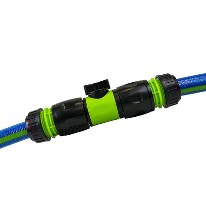 In-Line Shut-Off Valve for Join Garden Hose Pipe Tube, Double Male Connector Valve Extender & Hose Connectors (Green, Pack of 2)
