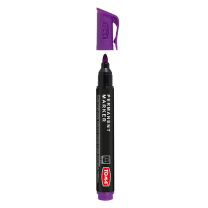Purple Permanent Marker Pen - Waterproof 2.0 mm Fibre Tip - Durable Writing Marker for Cardboard, Plastic, Metal, Glass, Wood