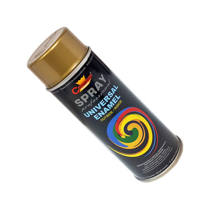 400 mL Gold Universal Gloss Enamel Spray Paint - Fast Drying High Shine Finish with Strong Coverage - for Metal, Wood, Plaster and Selected Plastics, Indoor and Outdoor Use