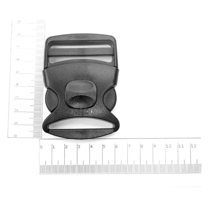 6 x Side Release Buckles, Heavy-Duty with a Lock Slider, Black Plastic Buckles for 50 mm / 2 in Webbing Strap
