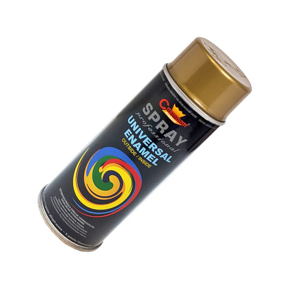 400 mL Gold Universal Gloss Enamel Spray Paint - Fast Drying High Shine Finish with Strong Coverage - for Metal, Wood, Plaster and Selected Plastics, Indoor and Outdoor Use