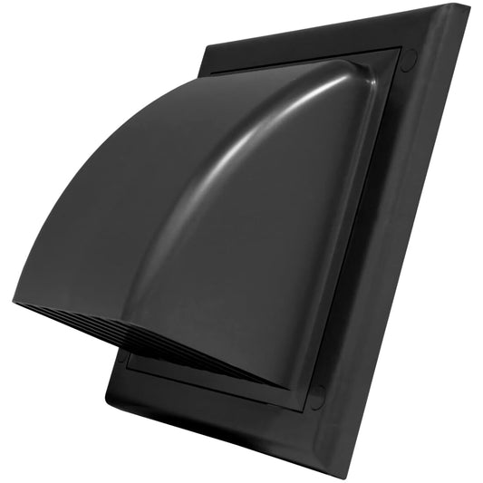 Black Gravity Flap for 125 mm / 5" Round Wall Outlet - Ventilation Duct Cover with Non-Return Shutters and Rear Spigot
