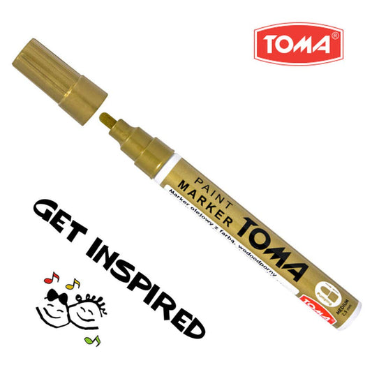 Gold Oil-Based Paint Marker Pen Permanent - 2.5mm Round Tip, Fast-Drying Waterproof Ink - Universal for All Surfaces
