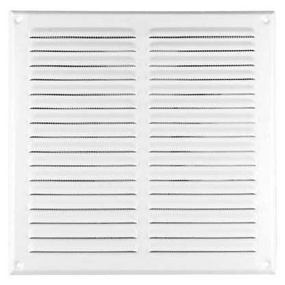 White Metal Air Vent Grille with Fly Screen Flat Ducting Ventilation Cover (295 x 295 mm)